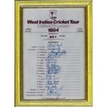 Cricket West Indies Cricket Tour 1984 vintage multi signed team sheet legendary names include Lloyd,