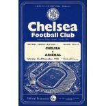 Football vintage programme Chelsea v Arsenal League Division One 22nd November 1958. Good