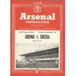 Football vintage programme Arsenal v Chelsea Football League Division One 8th Sept 1953. Team