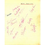 Football Nottingham Forest vintage 1951 multi signed page 13 signatures include Harry Walker, Jack