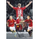 Autographed PAUL SCHOLES 12 x 8 photo - Colorized, depicting a montage of images relating to the