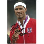 Olympics Javier Coulson signed 6x4 colour photo of the Bronze medallist in the 400m Hurdles event at
