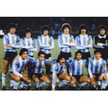 Autographed OSSIE ARDILES 12 x 8 photo - Col, depicting Argentinian players posing for a team