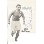 STANLEY MATTHEWS (1915-2000) signed Blackpool Cut Picture. Good condition Est.