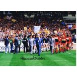 Autographed HOWARD KENDALL 16 x 12 photo - Col, depicting the Everton manager and his Watford