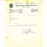 Football Leyton Orient typed letter dated 9th February 1967 signed by the manager at the time D.