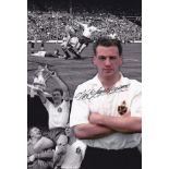 Autographed NAT LOFTHOUSE 12 x 8 photo - Colorized, depicting a montage of images relating to the