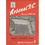 Football vintage programme Arsenal v Newcastle United League Division One 15th April 1950. Good
