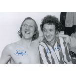 Autographed SOUTHAMPTON 12 x 8 photo - B/W, depicting DAVID PEACH and PAUL GILCHRIST celebrating