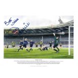 Football Mike Summerbee signed 16x12 Manchester City print 'That Goal' 1999 Football League Second