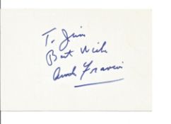 Anne Francis signed white card. Dedicated. Good condition. All autographs come with a Certificate of