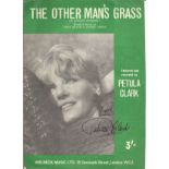 PETULA CLARK signed vintage The Other Man's Grass Sheet Music. Good condition. All autographs come