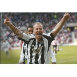 Alan Shearer signed superb 12 x 8 inch colour Newcastle goal celebration goal. Good condition. All