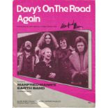 MANFRED MANN signed vintage 1970 Davy's On The Road Again Sheet Music. Good condition. All