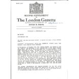 Phillip Gardner VC WW2 Victoria Cross winner signed A4 copy of his London Gazette citation. Good