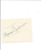 Marian Anderson signed white card. Good condition. All autographs come with a Certificate of
