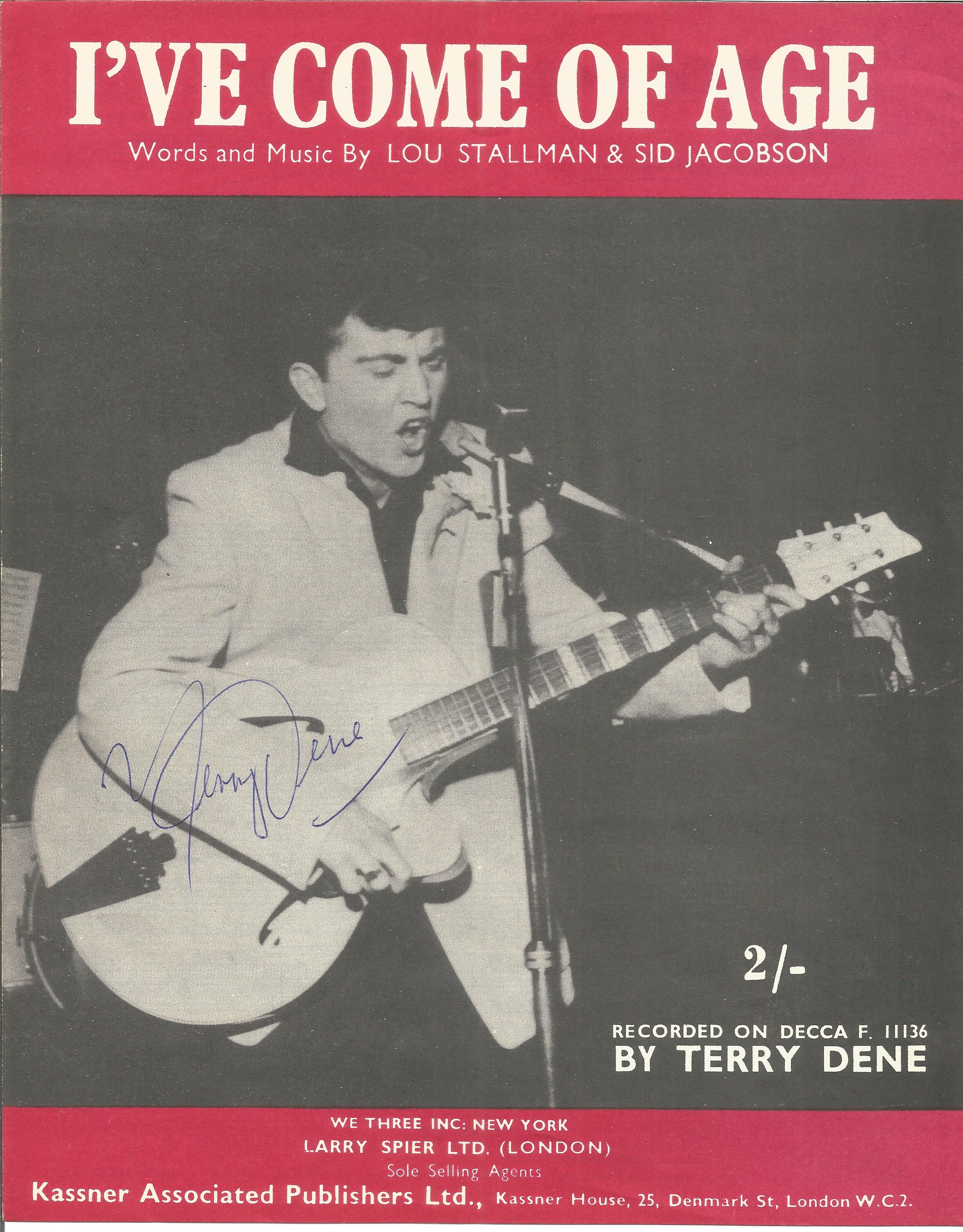 TERRY DENE signed vintage 1959 I've Come Of Age Sheet Music. Good condition. All autographs come