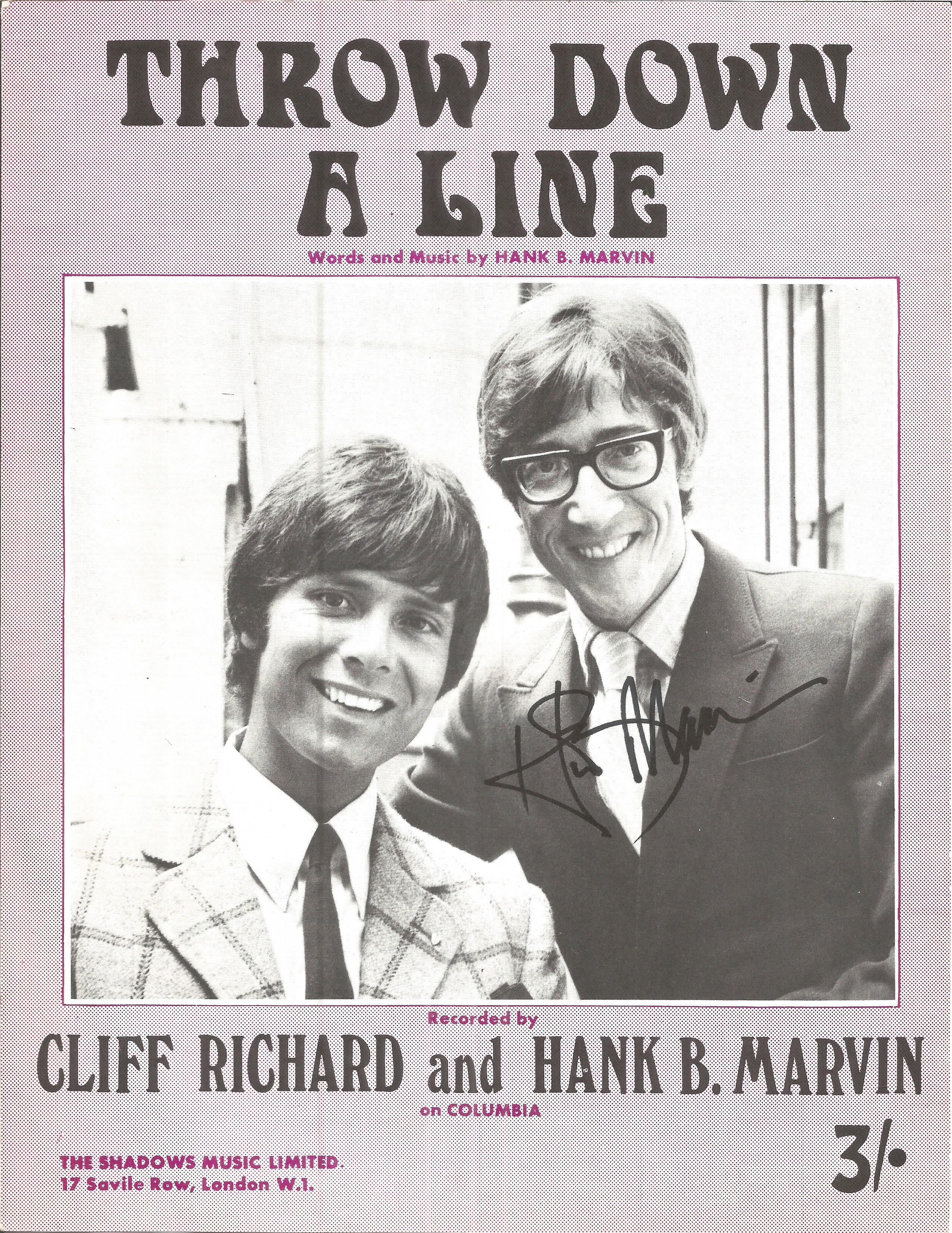 HANK MARVIN The Shadows signed vintage 1969 Throw Down A Line Sheet Music with Cliff Richard. Good