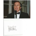 Jackie Stewart Formula One racing driving Champion signed card with colour photo. Good condition.