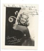 Marilyn Maxwell signed 4x4 black and white photo. Dedicated. Good condition. All autographs come