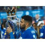 Riyad Mahrez Leicester City Signed 16 x 12 inch football photo. Good Condition. All autographs
