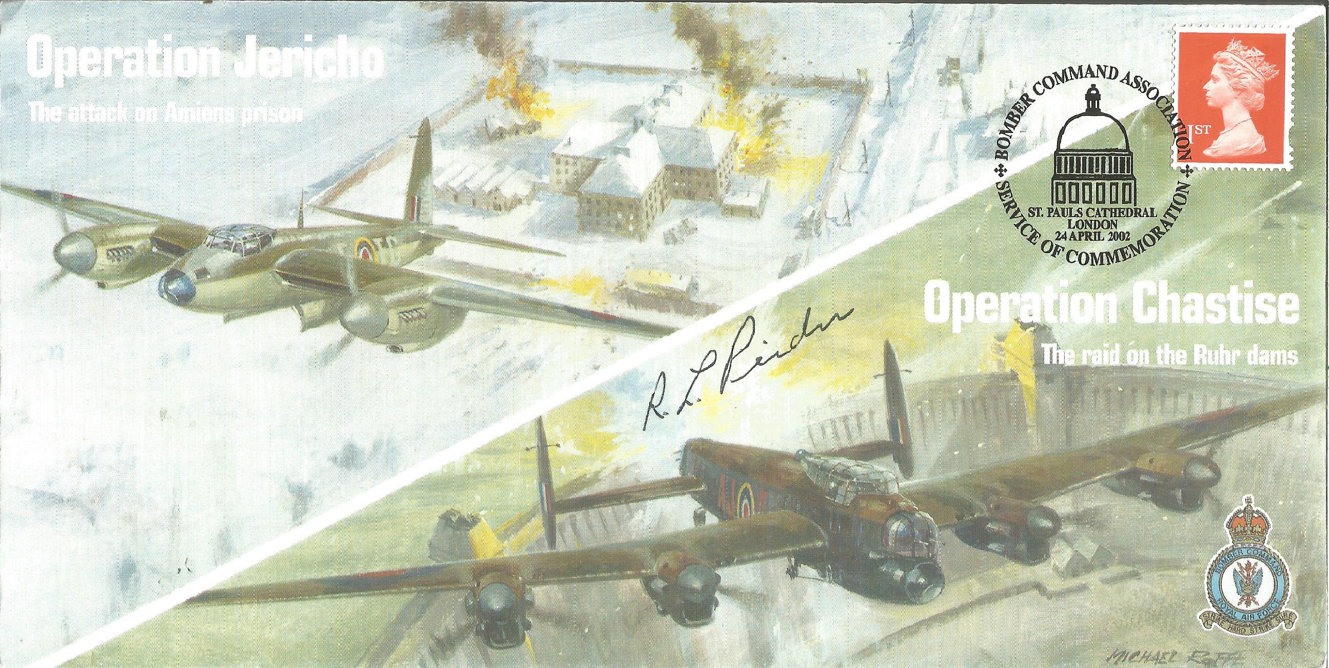 WW2 Lancaster 617 sqn veteran Flt Lt R. L. Pinder signed Operation Jericho The attack on Amiens