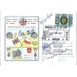 Manchester City legends signed FDC Man City v Widzew Lodz 1977 UEFA Cup signed by Colin Bell, Malcom