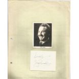 Josef Locke signed 3. 5 x 2. 5 photo and signed card, both mounted on A4 page. Condition 8/10.