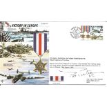 Colonel Patrick Anthony Porteous VC signed Victory in Europe 8 May 1945 FDC No. 57 of 500. Flown