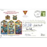 WW2 escapers Oliver Philpot, William Brazil, Grp Cpt Bill Randle and F. H. Dell signed flown Tribute