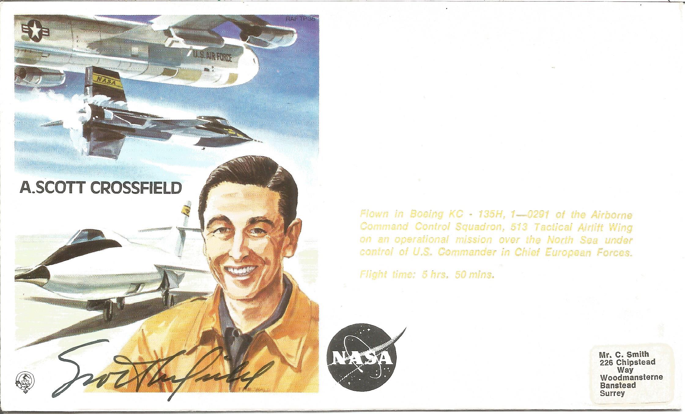 First 2 x Speed of Sound pilot A. Scott Crossfield signed own FDC No. 454 of 1050. Flown in Boeing