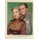 Lizabeth Scott & Dan Duryea Signed photo page 9 x 7 inch colour page from Movie annual. Condition