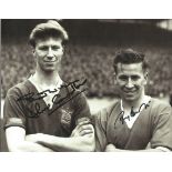 Football Jack Charlton and Bobby Charlton signed 8x6 vintage black and white photo. Good