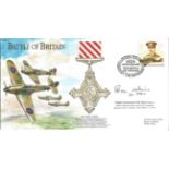 WW2 BOB fighter ace Flt Lt P. R. Hairs MBE AE signed Battle of Britain Air Force Cross FDC. Flown in