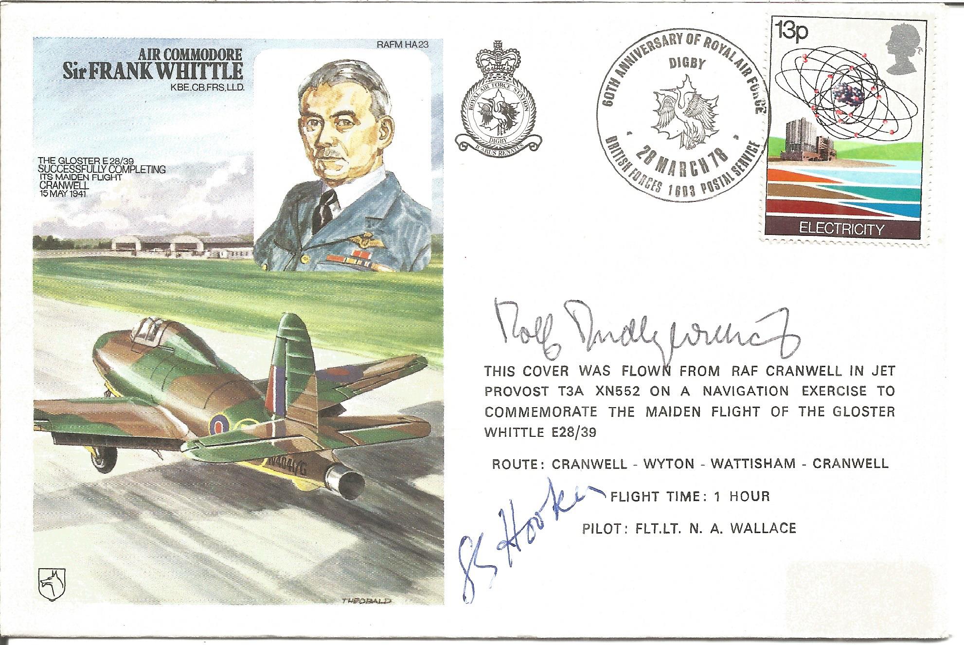 Jet Engine design team Rolf Dudley Williams and S Hooker signed flown Air Commodore Sir Frank