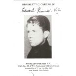 Private Edward Kenna V. C. signed Brooklet Card No. 28. Served in 2/4th Bn. N. S. W. Australian