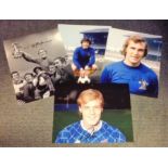 Football Chelsea collection 4 signed photos from Stamford Bridge legends Kerry Dixon, Ron Harris,