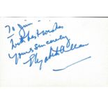 Elizabeth Allen signed album page. Good Condition. All autographs come with a Certificate of