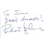 Richard Johnson signed 6x4 white card. Dedicated. Good Condition. All autographs come with a