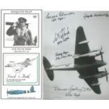 WWII Mosquito 8x6 B/W photo and Book plate signed by Flt Lt Terry Clark, Flt Lt George Glenn, Flt Lt