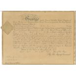 King George V signed 1915 officer promotion document. An original 40cm x 30cm document signed by