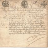 Frederick II: King of Prussia, Known as Frederick the Great signed 1752 document, approx. 13 x 8