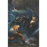 Blowout Sale! RARE! Fantasy Artist Ken Kelly hand signed Colossal Card. This beautiful hand signed