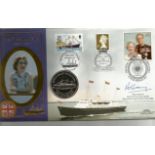 Rear Adm Sir Paul Greening signed HMY Britannia coin cover. One Isle of Wight euro inset. Triple