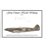 WW2 Grp Cptn Harold Walmsley signed 6x4 coloured photo of Spitfire. Good Condition. All autographs