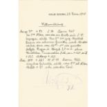 Kaiser Wilhelm II signed cream page of weather reports dated 1940, hand written in black ink and