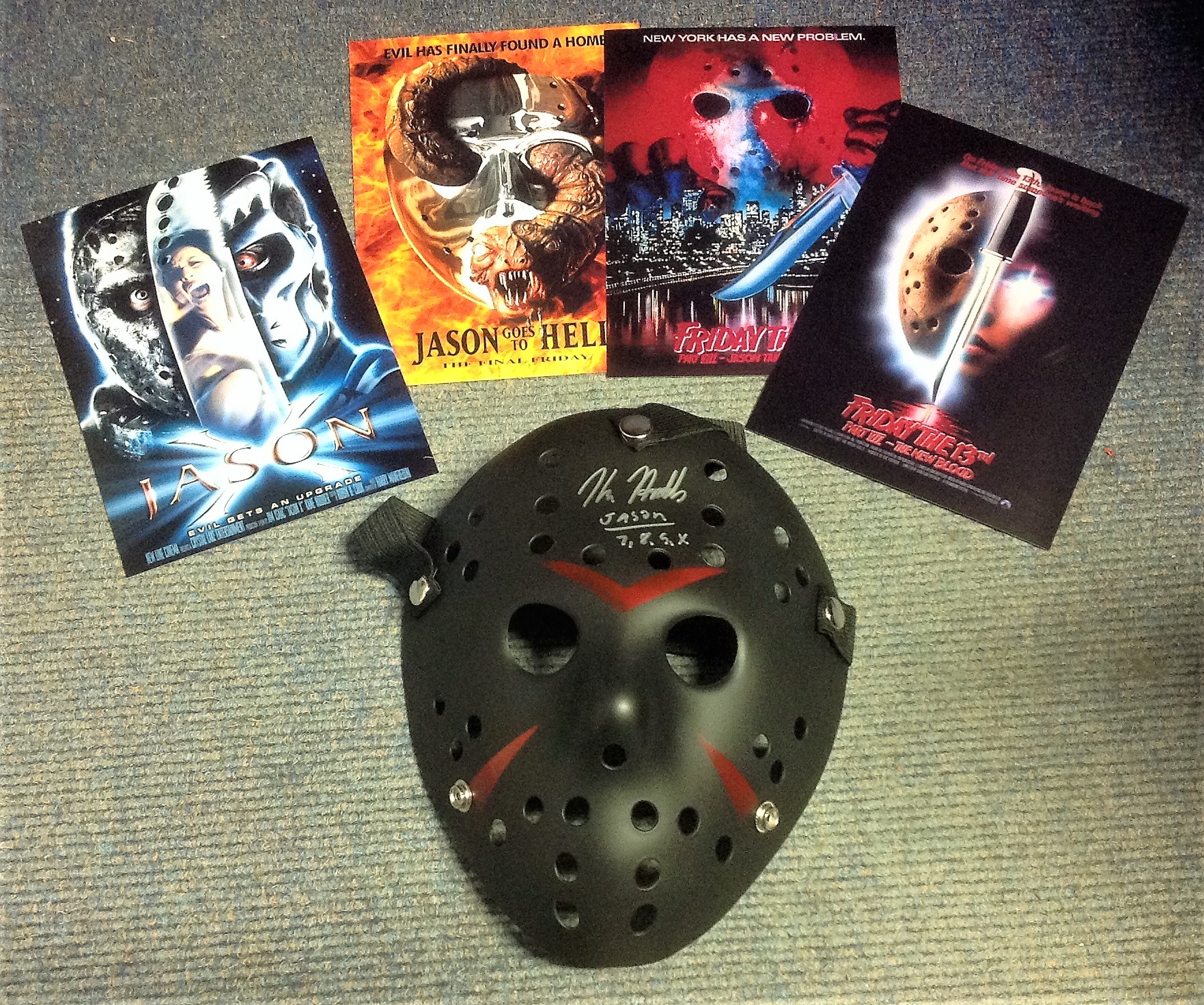 Kane Hodder Friday 13th hand-signed Jason Voorhees mask. Hand-Signed by Kane Hodder, who played