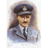 Plt/Off Peter Hairs WW2 RAF Battle of Britain Pilot signed colour print 12x8 inch signed in pencil