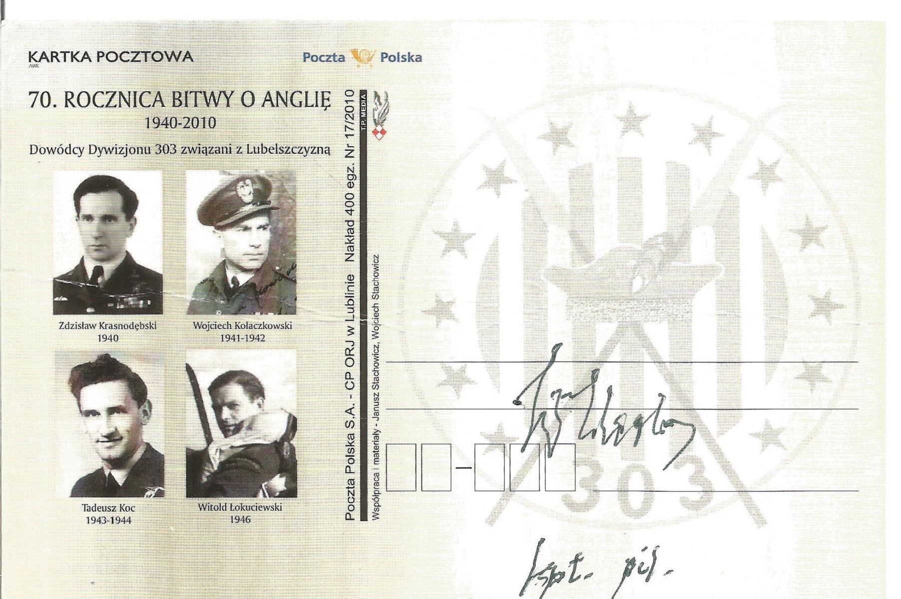 WW2 Witold Herbet signed 6x4 postcard. Good Condition. All autographs come with a Certificate of