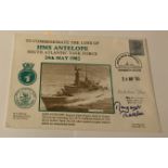 Margaret Thatcher and Cdr Tobin HMS Antelope signed Falklands War Navy cover. Good condition. All